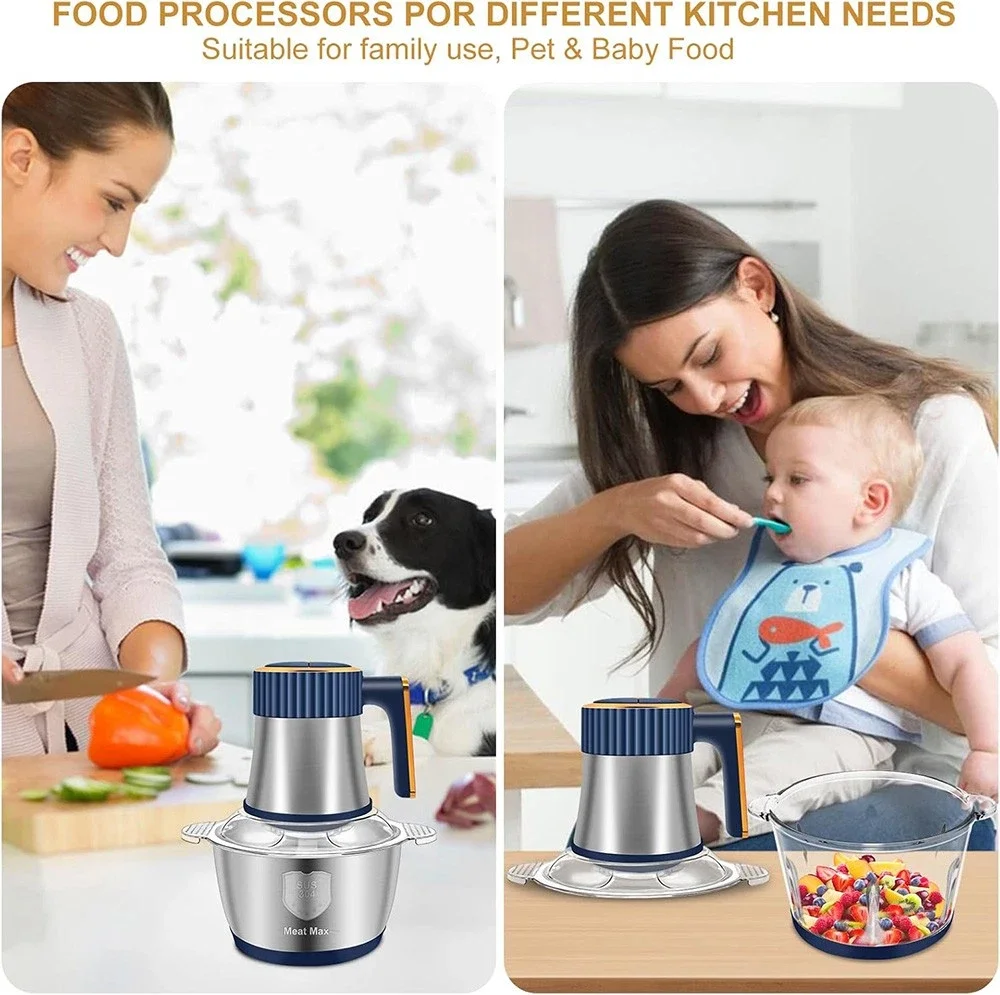 5L Electric Meat Grinder Food Processor 304 Stainless Steel Vegetable Slicer Chopper Kitchen Mixer Machine