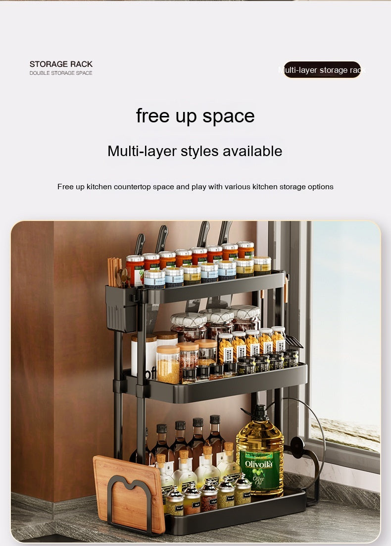Multi-Layer Kitchen Rack – Spice & Seasoning Storage Organizer for Kitchen Supplies